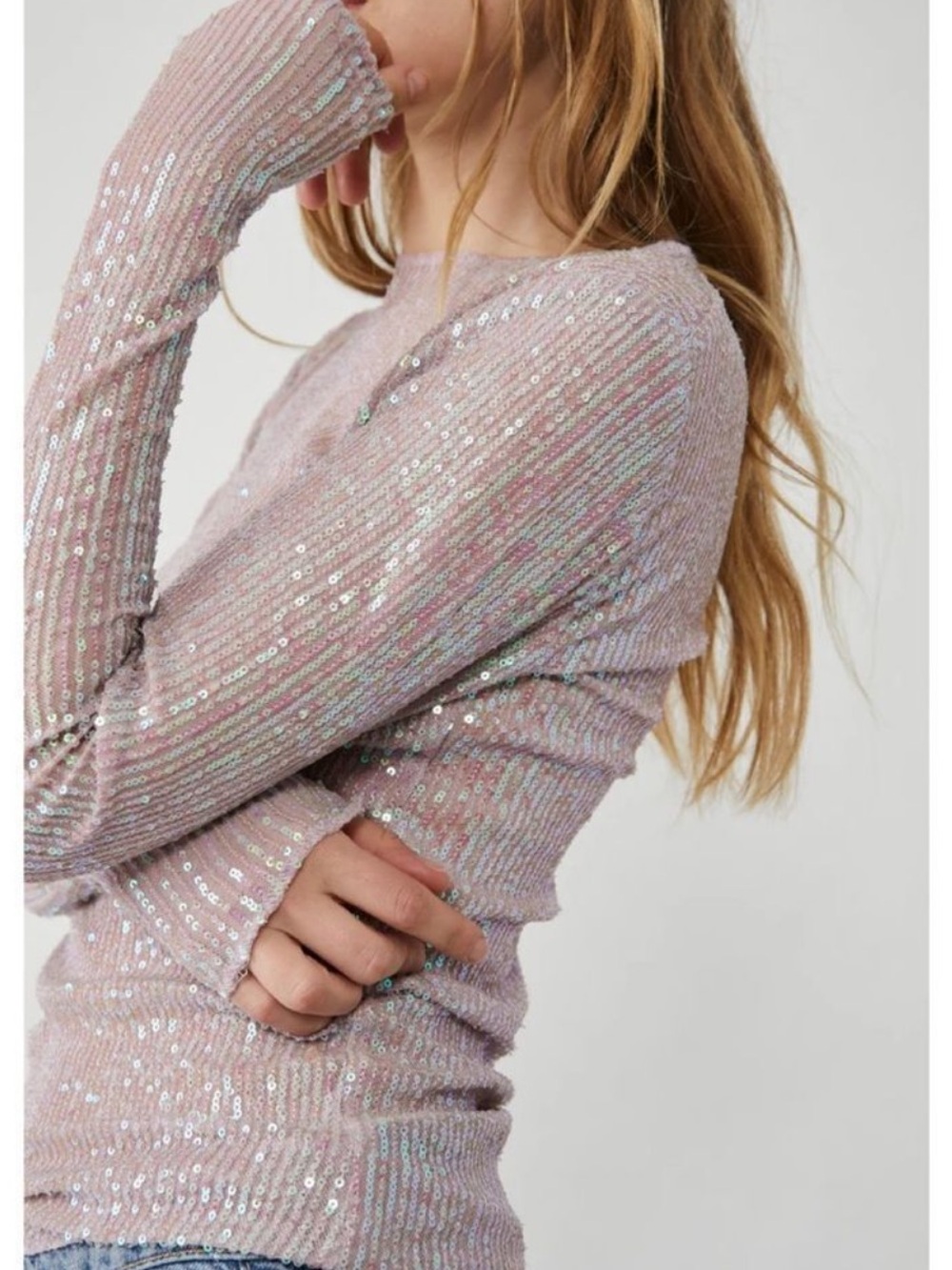 Free People Intimately Gold Rush Sequins Top Champagne Float Medium NWT - Picture 12 of 12